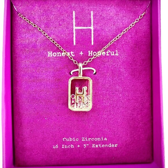 NWT A New Day 14K Gold Dipped Initial Shaker Necklace (A–Z) Cubic Zirconia - Picture 2 of 9